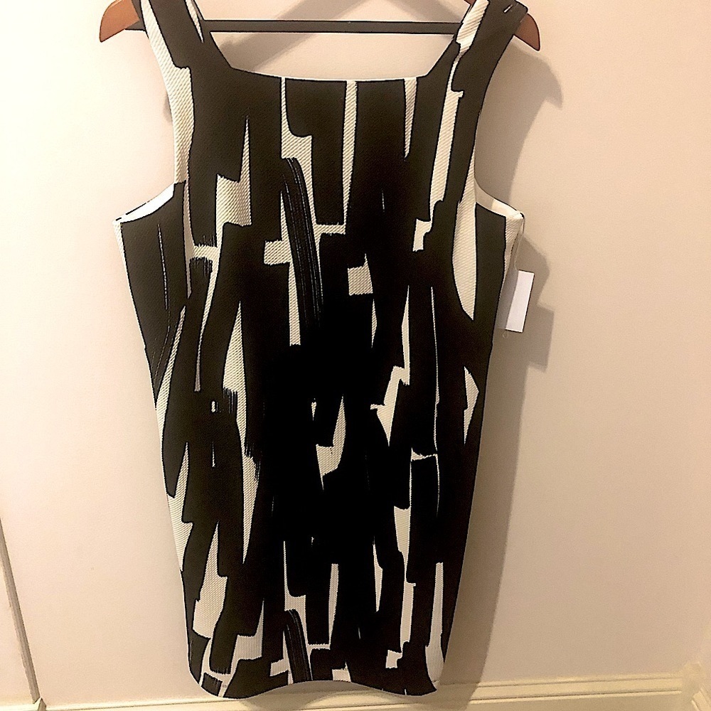 NWT London Times Sleeveless Blk/White Dress Sz 12